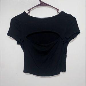 Black split crop top